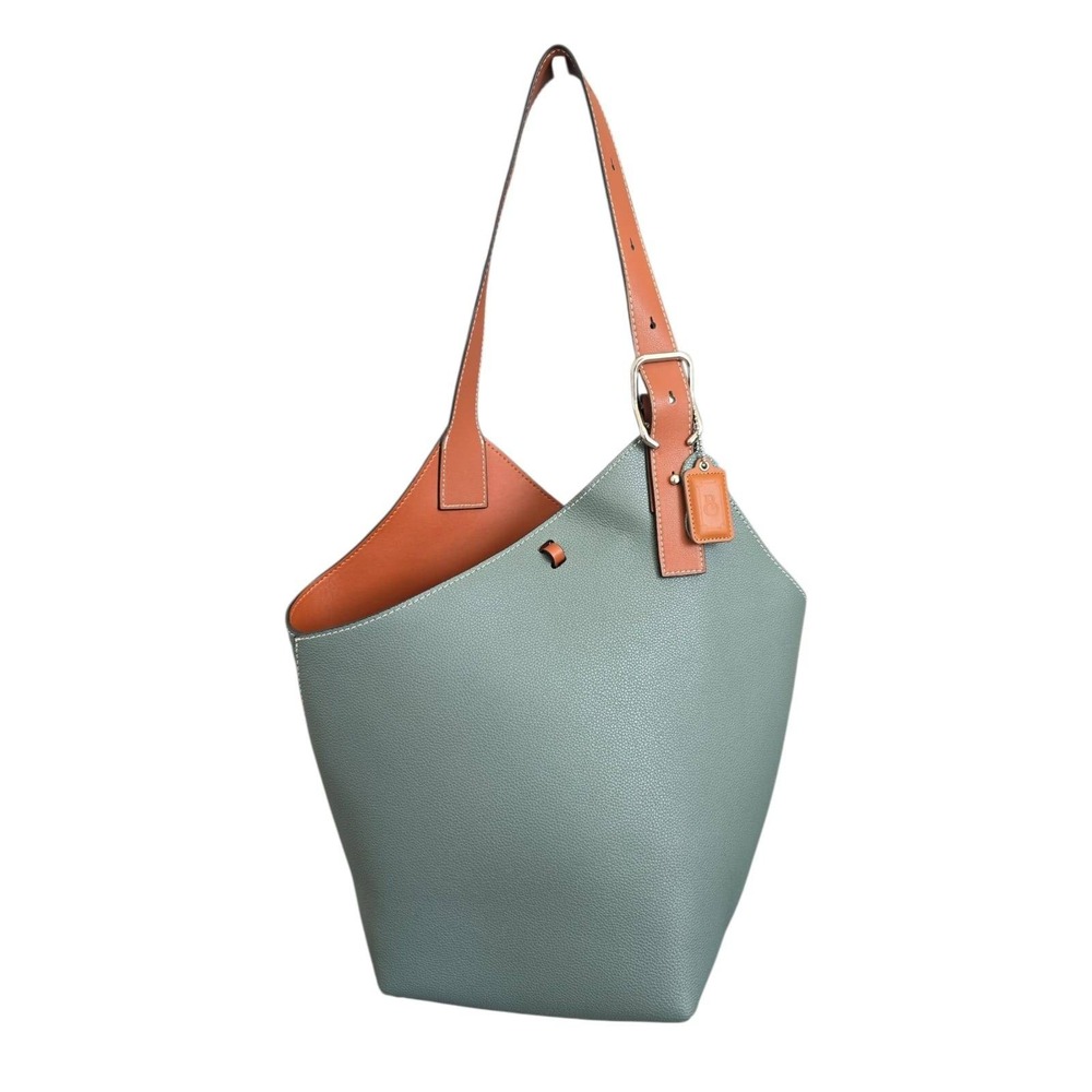 MDBM Cholet Two-Tone Leather Bucket Bag in Celeste/Teal + cosmetic bag EUC